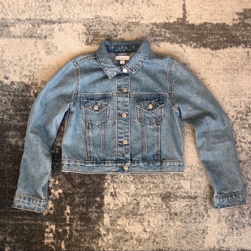 Topshop Petite Cropped Denim Jacket, sz4